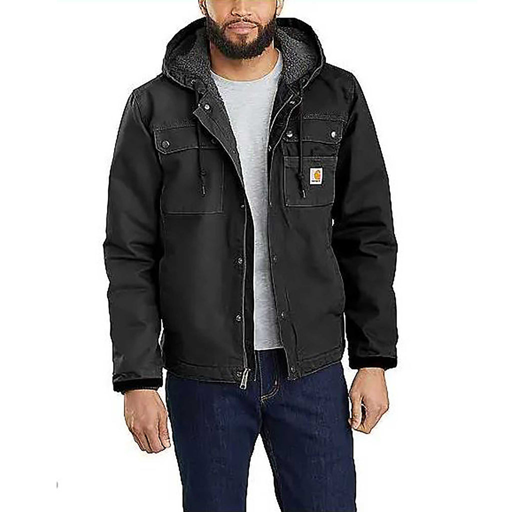Carhartt Men's Relaxed Fit Washed Duck Sherpa-Lined Utility Jacket - Black
