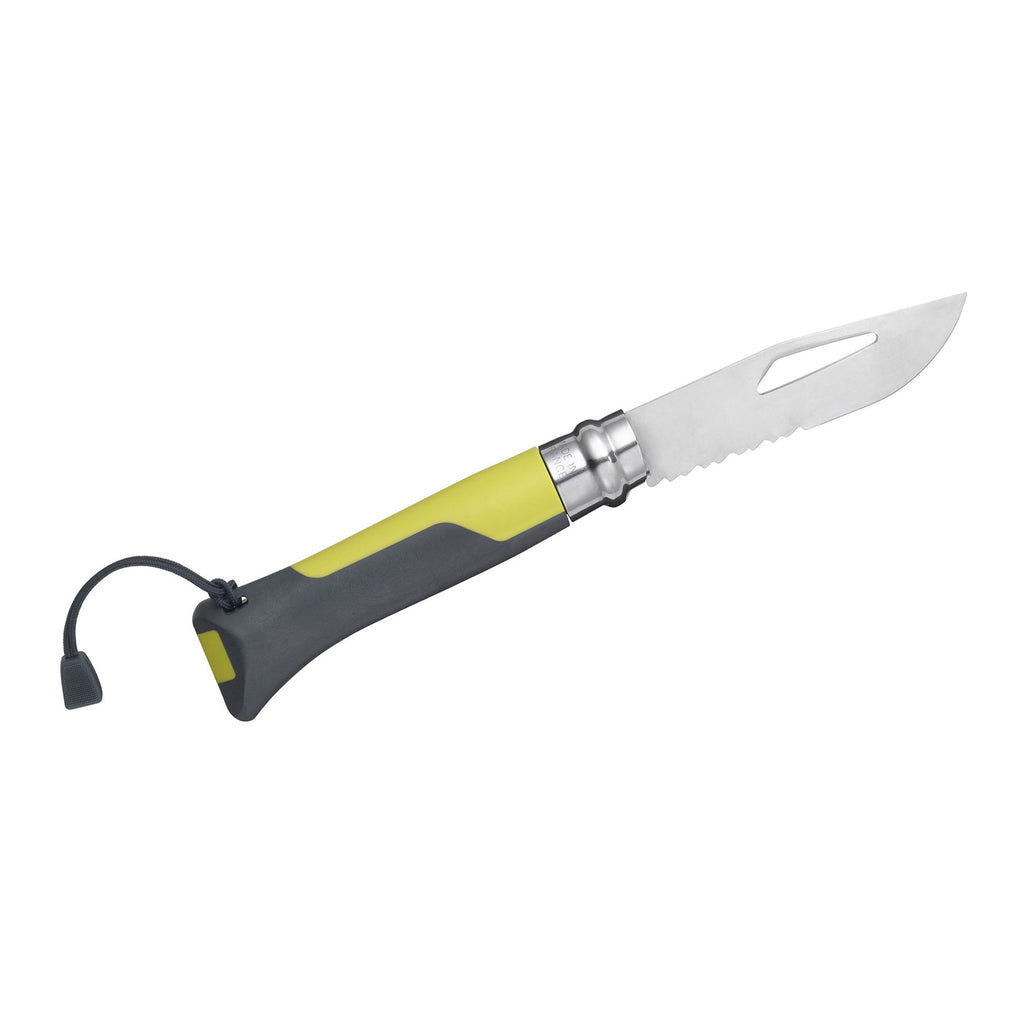 Opinel N08 Outdoor Folder 3.25" Sandvik Combo Blade Yellow with Safety Whistle